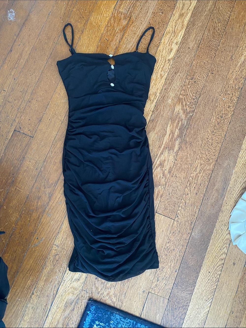Windsor Black Ruched Mini Slip Dress